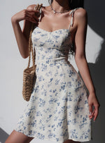 Load image into Gallery viewer, Vanilla Floral Tie Strap Cami Mini Dress in White
