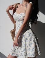 Load image into Gallery viewer, Vanilla Floral Tie Strap Cami Mini Dress in White
