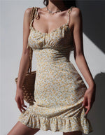 Load image into Gallery viewer, Isla Floral Tie Strap Cami Mini Dress in Yellow
