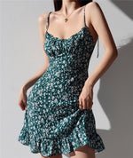 Load image into Gallery viewer, Danica Floral Tie Strap Cami Mini Dress in Green
