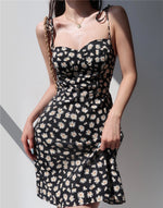 Load image into Gallery viewer, Daisy Floral Tie Strap Cami Mini Dress in Black
