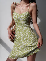 Load image into Gallery viewer, Saskia Floral Tie Strap Cami Mini Dress in Green
