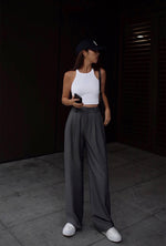 Load image into Gallery viewer, Greyfitti Tailored Wide Leg Trousers in Grey
