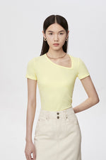 Load image into Gallery viewer, Asymmetric Cut Tee in Yellow
