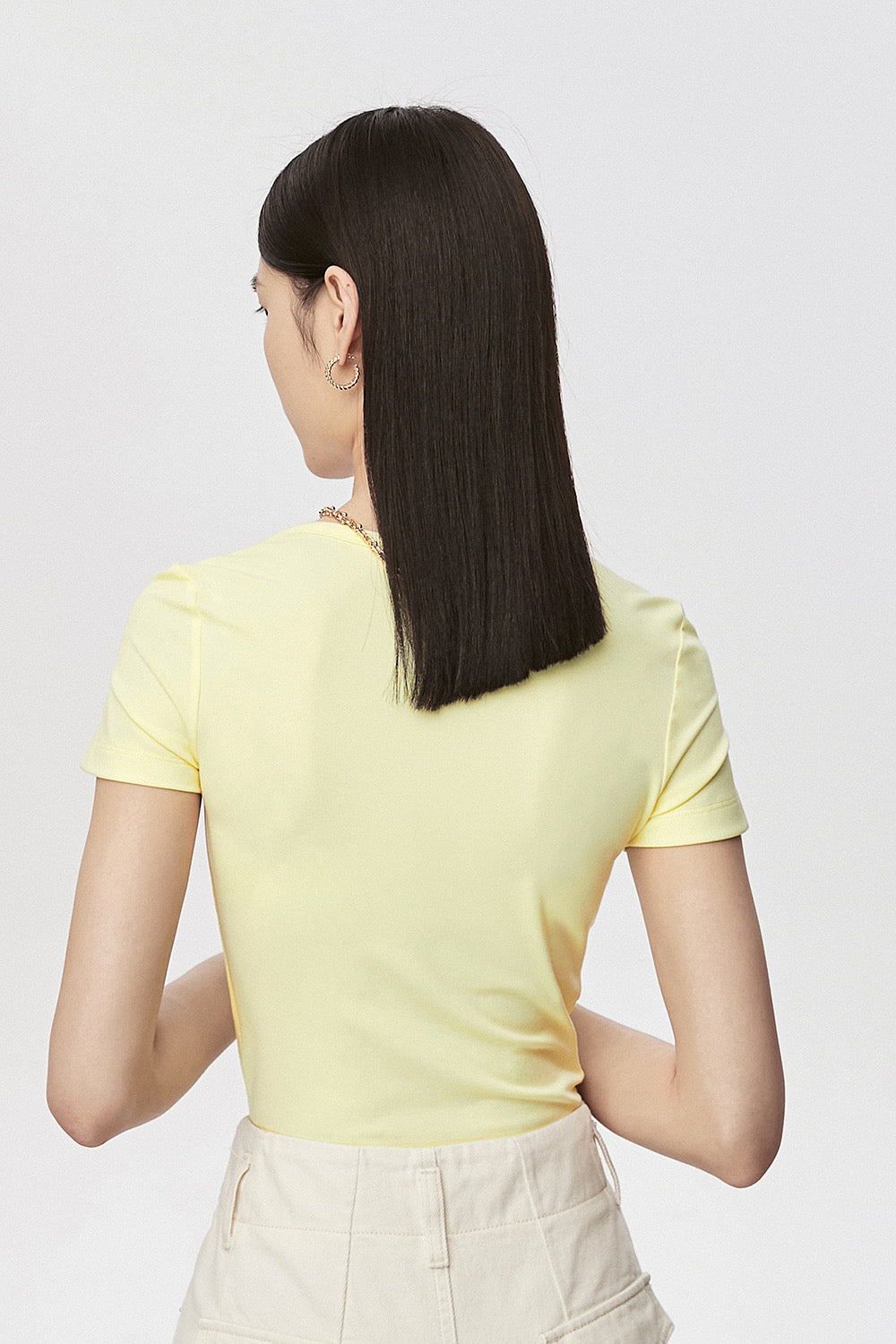 Asymmetric Cut Tee in Yellow