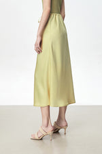 Load image into Gallery viewer, Midi Drawstring Slip Skirt in Lime

