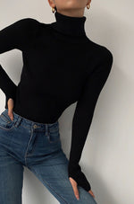 Load image into Gallery viewer, Modele Ribbed Turtleneck Top in Black
