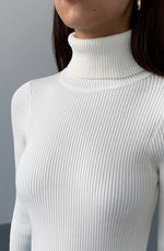Load image into Gallery viewer, Modele Ribbed Turtleneck Top in White

