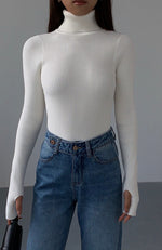 Load image into Gallery viewer, Modele Ribbed Turtleneck Top in White
