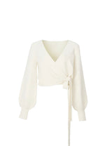 Load image into Gallery viewer, Arlene Wrap Knit Top - Cream
