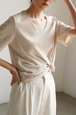 Load image into Gallery viewer, Classic U Neck Tee in Cream

