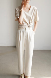 Cropped Tailored Trousers in White