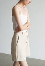 Load image into Gallery viewer, Wide Leg Pocket Denim Shorts in Cream

