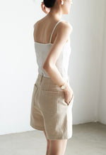 Load image into Gallery viewer, Wide Leg Pocket Denim Shorts in Cream
