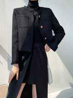 Load image into Gallery viewer, Surrey Boxy Tweed Jacket in Black
