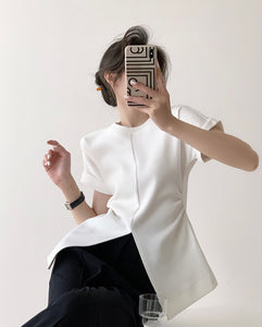 Panyer White Split Hem Top