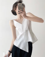 Load image into Gallery viewer, Hayett White Origami Cami Top

