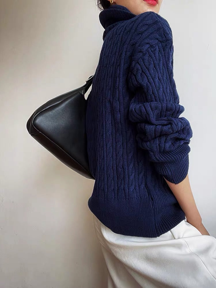 Cable Knit Zip Sweater