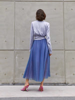 Load image into Gallery viewer, Nani Pleated Sheer A-Line Skirt in Blue
