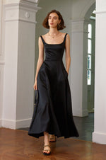 Load image into Gallery viewer, Makana A-Line Tailored Pocket Dress in Black

