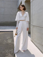 Load image into Gallery viewer, Edena High Waist Palazzo Pants in White
