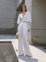 Load image into Gallery viewer, Edena High Waist Palazzo Pants in White
