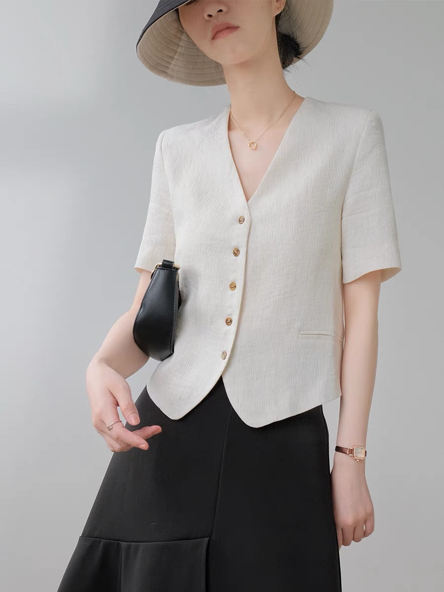 Linen Button Suit Top