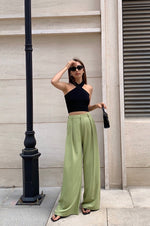Load image into Gallery viewer, Take Heart High Waist Tailored Trousers in Green
