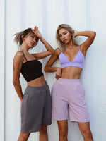 Load image into Gallery viewer, High Waist Long Shorts in Lavender
