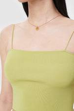 Load image into Gallery viewer, Fine Knit Cropped Camisole Top in Lime
