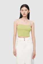 Load image into Gallery viewer, Fine Knit Cropped Camisole Top in Lime
