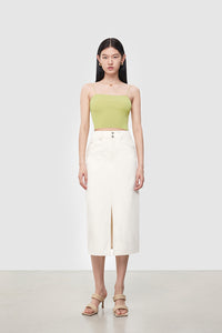 Fine Knit Cropped Camisole Top in Lime