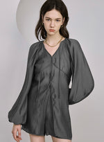 Load image into Gallery viewer, Tencel Blend Blouson Top + Shorts Set in Grey
