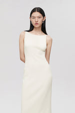 Load image into Gallery viewer, High Tank Cut Midi Shift Dress in Cream
