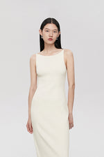 Load image into Gallery viewer, High Tank Cut Midi Shift Dress in White
