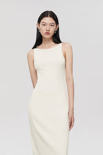 Load image into Gallery viewer, High Tank Cut Midi Shift Dress in White
