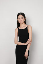 Load image into Gallery viewer, High Tank Cut Midi Shift Dress in Black
