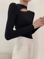Load image into Gallery viewer, Asymmetric Cutout Sweater- Black
