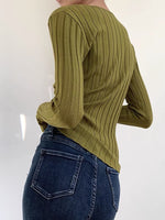 Load image into Gallery viewer, Wide Ribbed Knit Top- Green
