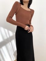 Load image into Gallery viewer, Bolero Knit Ribbed Top- Brown
