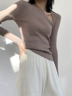 Load image into Gallery viewer, Asymmetric Cut Sweater- Latte
