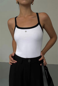 Peace Within Contrast Emblem Camisole in White