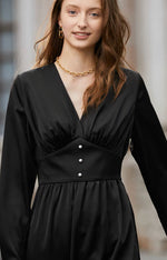Load image into Gallery viewer, Jana Tailored Button Midi Dress - Black
