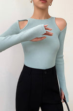 Load image into Gallery viewer, Bubble Bath Shoulder Cutout Ribbed Top - Soap
