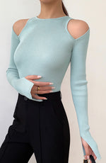 Load image into Gallery viewer, Bubble Bath Shoulder Cutout Ribbed Top - Soap
