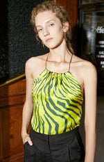Load image into Gallery viewer, Ada Tiger Print Chain Halter Top- Neon
