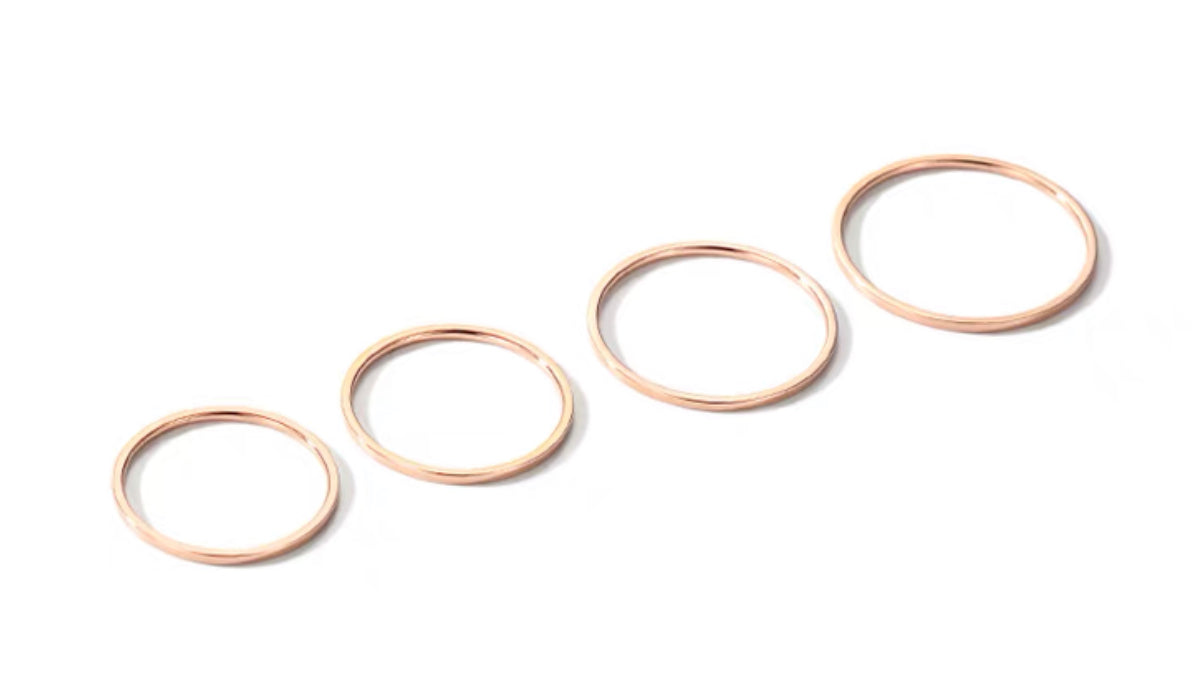 Rose Gold Plated Stackable Rings- Set of 4