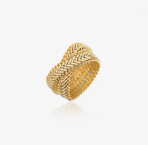 Gold Plated Weave Double Wrap Ring