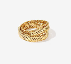 Gold Plated Weave Double Wrap Ring
