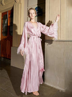 Load image into Gallery viewer, Prisca Feather Wrap Maxi Dress
